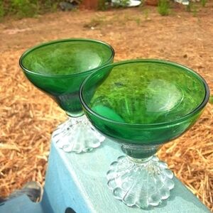 Anchor Hocking Burple set of 2 Gorgeous Green Sherbet Cups.